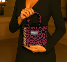 Load image into Gallery viewer, Sorena Handmade “Leopard Magenta” Mini Tote Bag (free USA shipping included)