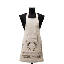 Load image into Gallery viewer, “Olive Laurel” Embroidered Apron—Gold or silver (free USA shipping included)