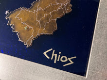 Load image into Gallery viewer, Handmade Glass Island Cutout Art with Frame: Chios/Χίος (free USA shipping included)