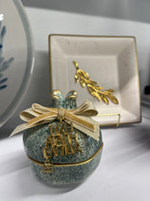 Load image into Gallery viewer, Ceramic Stone Green Two-Piece Pomegranate Candle with Wishes Charm (free USA shipping included)