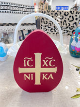 Load image into Gallery viewer, IC XC NIKA and Χριστός Ανέστη (Christ Is Risen) Standing Wooden Egg (free USA shipping included)only one left
