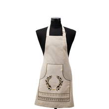 Load image into Gallery viewer, “Olive Laurel” Embroidered Apron—Gold or silver (free USA shipping included)