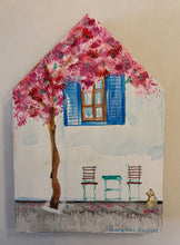 Load image into Gallery viewer, Hand-painted Wooden House: Kitty and Island Scene (free USA shipping included)