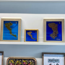 Load image into Gallery viewer, Handmade Glass Island Cutout Art with Frame: Chios/Χίος (free USA shipping included)