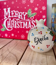 Load image into Gallery viewer, Ceramic Poinsettia and Ship Pomegranate with Αγάπη and Ελπίδα (free USA shipping included)