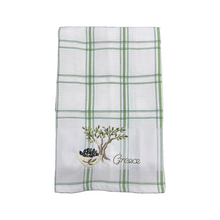 Load image into Gallery viewer, Embroidered Kitchen Towel: Olive Tree or Olive Branch (free USA shipping included)