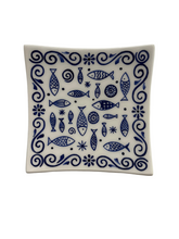 Load image into Gallery viewer, Ceramic Square Plate: Fish Design (free USA shipping included)