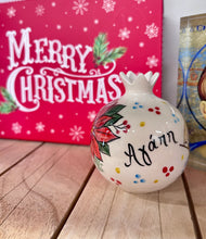Load image into Gallery viewer, Ceramic Poinsettia and Ship Pomegranate with Αγάπη and Ελπίδα (free USA shipping included)