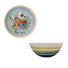 Load image into Gallery viewer, Ceramic 6.5” Bowl with Easter Design and Stripes—Multiple design choices