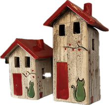 Load image into Gallery viewer, Ceramic Rustic House Votive Holder 2 designs and 2 sizes(free USA shipping included)