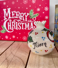 Load image into Gallery viewer, Ceramic Pomegranate with Καλά Χριστούγεννα and Wish (ευχή) (free USA shipping included)