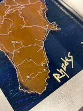 Load image into Gallery viewer, Handmade Glass Island Cutout Art with Frame: Rhodes/Ρόδος (free USA shipping included)