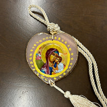 Load image into Gallery viewer, Hanging Icon Medallion Ornament of Panagia and Child (free USA shipping included)