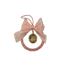 Load image into Gallery viewer, Crib/Christmas Ornament with Gold Panagia Icon—3 color choices (free USA shipping included)