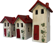 Load image into Gallery viewer, Ceramic Rustic House Votive Holder 2 designs and 2 sizes(free USA shipping included)