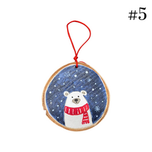 Load image into Gallery viewer, Wooden Painted Rustic “Slice” Ornament Multiple design choices (free USA shipping included)