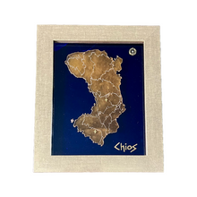 Load image into Gallery viewer, Handmade Glass Island Cutout Art with Frame: Chios/Χίος (free USA shipping included)