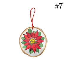 Load image into Gallery viewer, Wooden Painted Rustic “Slice” Ornament Multiple design choices (free USA shipping included)