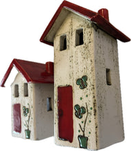 Load image into Gallery viewer, Ceramic Rustic House Votive Holder 2 designs and 2 sizes(free USA shipping included)