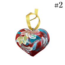 Load image into Gallery viewer, Wooden Painted Heart Ornament Multiple Design Choices—only one of each design (free USA shipping included)