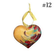 Load image into Gallery viewer, Wooden Painted Heart Ornament Multiple Design Choices—only one of each design (free USA shipping included)