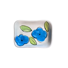 Load image into Gallery viewer, Ceramic Rectangular Dish—Blue Flowers Design (free USA shipping included)