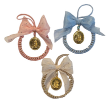 Load image into Gallery viewer, Crib/Christmas Ornament with Gold Panagia Icon—3 color choices (free USA shipping included)