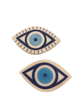 Load image into Gallery viewer, Ceramic Hand Painted Evil Eye Magnet - two designs (free USA shipping included)