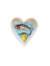 Load image into Gallery viewer, Ceramic Heart Trinket Dish with fish and lemons (free USA shipping)