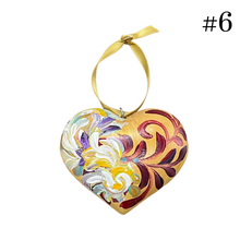 Load image into Gallery viewer, Wooden Painted Heart Ornament Multiple Design Choices—only one of each design (free USA shipping included)