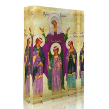 Load image into Gallery viewer, Plexiglass Orthodox Icon: St. Sophia and Her Daughters/Αγία Σοφία και Κόρες (free USA shipping included)
