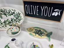 Load image into Gallery viewer, Ceramic Fish-Shaped Plate Olives Design (free USA shipping included)