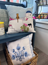 Load image into Gallery viewer, "Santorini Cats" Pillow Cover (free USA shipping included)