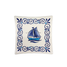 Load image into Gallery viewer, Ceramic Square Plate: Ship Design (free USA shipping included)
