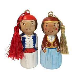 Hand-painted Wooden Figurine: Tsolias/Evzone (free USA shipping included)