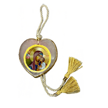 Load image into Gallery viewer, Hanging Icon Medallion Ornament of Panagia and Child (free USA shipping included)