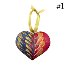 Load image into Gallery viewer, Wooden Painted Heart Ornament Multiple Design Choices—only one of each design (free USA shipping included)