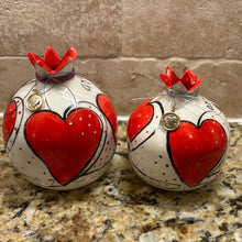 Load image into Gallery viewer, Ceramic Heart Pomegranate with Αγάπη (free USA shipping included)