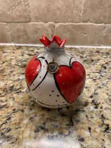 Ceramic Heart Pomegranate with Αγάπη (free USA shipping included)
