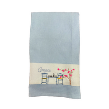 Load image into Gallery viewer, Embroidered Kitchen Towel: Taverna Table—2 color choices (free USA shipping included)