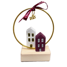 Load image into Gallery viewer, Miniature Houses with Gold Hoop, Ribbon, and Charm—Multiple color choices (free USA shipping included)