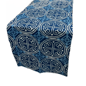 "Greece" Block Print Table Runner (free USA shipping included)
