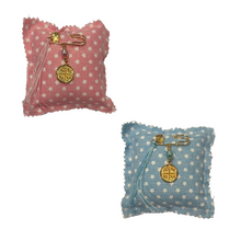 Load image into Gallery viewer, Filakto Pin with Constantinato Coin or Panagia Icon on Pillow (free USA shipping included)