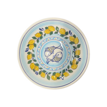 Load image into Gallery viewer, Ceramic 9.5” Shallow Bowl with Lemons and Fish Design