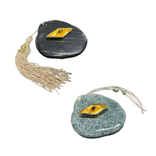 Load image into Gallery viewer, Miniature Karavaki Charm on Stone Base with Cording or Tassel: Multiple color choices
