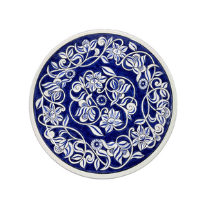 Ceramic 11.5” Round Platter Floral and Vine Design (free USA shipping included)