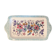 Load image into Gallery viewer, Ceramic Multicolor Floral Tray with Handles (free USA shipping included)