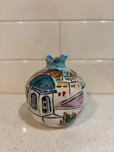 Load image into Gallery viewer, Ceramic Pomegranate: Small with Greek Island Design (free USA shipping included)