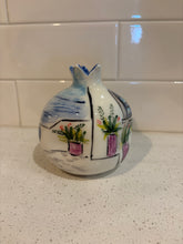 Load image into Gallery viewer, Ceramic Pomegranate: Small with Greek Island Design (free USA shipping included)