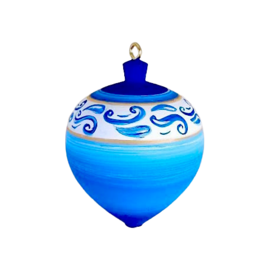 Blue Gold Wooden Ornament (free USA shipping included)